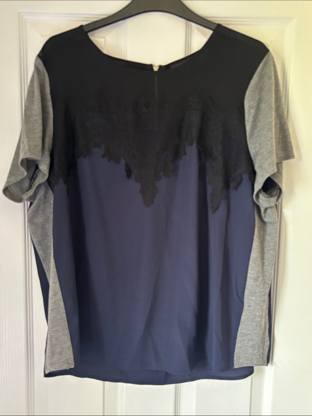 Apt. 9 Navy, Black & Gray Lace-Accent Women's Blouse